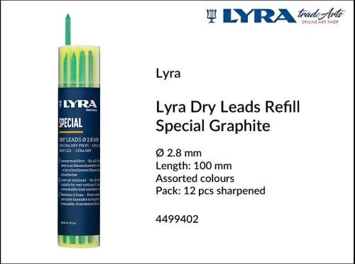 Wkłady grafitowe kolorowe Lyra Dry Leads Refill Special do ołówka Lyra Dry, Lyra Dry Leads Special wkłady grafitowe kolorowe do markera Lyra Dry, wkłady grafitowe , grafity, komplet grafitów Lyra Dry Leads Special, Lyra Dry marker, tradearts