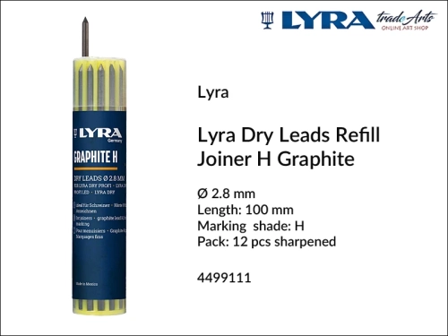 Wkłady grafitowe  Lyra Dry Leads Refill Joiner H do ołówka Lyra Dry, Lyra Dry Leads Joiner H wkłady grafitowe uniwersalne do markera Lyra Dry, wkłady grafitowe , grafity, komplet grafitów Lyra Dry Leads Joiner H, Lyra Dry marker,
