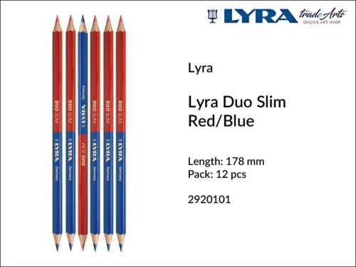 Lyra Duo Slim Red/Blue Pencil, ołówek dwukolorowy Lyra Duo Slim do znakowania, Lyra Duo Slim ołówek do znakowania instalacji wodnych, ołówek do oznaczania instalacji wodnych Lyra Duo Slim, Lyra Duo Slim, ołówek dwukolorowy, ołówek,