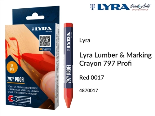 Kreda Lyra Lumber Profi 797 Red 017 do znakowania drewna suchego i mokrego, Lyra Lumber Profi 797 Red 017 biała do znakowania drewna suchego i mokrego, kreda do znakowania drewna mokrego, kreda do znakowania drzew, znakowanie drewna,