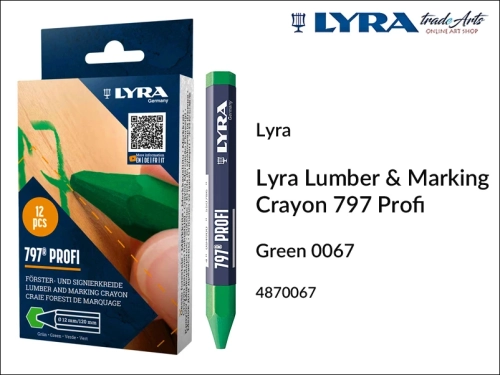 Kreda Lyra Lumber Profi 797 Green 067 do znakowania drewna suchego i mokrego, Lyra Lumber Profi 797 Green 067 biała do znakowania drewna suchego i mokrego, kreda do znakowania drewna mokrego, kreda do znakowania drzew, znakowanie drewna,