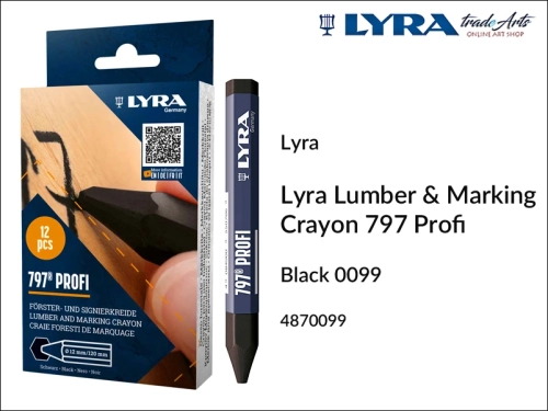 Kreda Lyra Lumber Profi 797 Black 099 do znakowania drewna suchego i mokrego, Lyra Lumber Profi 797 Black 099 biała do znakowania drewna suchego i mokrego, kreda do znakowania drewna mokrego, kreda do znakowania drzew, znakowanie drewna,