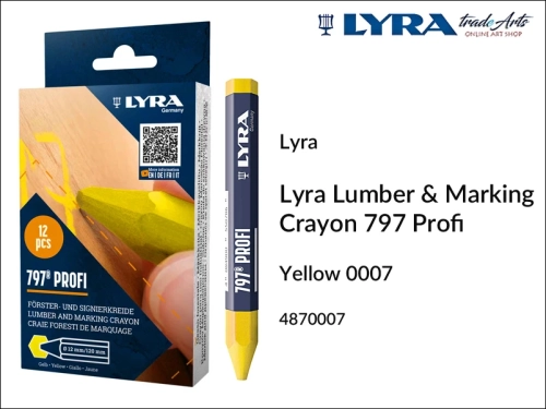 Kreda Lyra Lumber Profi 797 Yellow 007 do znakowania drewna suchego i mokrego, Lyra Lumber Profi 797 Yellow 007 biała do znakowania drewna suchego i mokrego, kreda do znakowania drewna mokrego, kreda do znakowania drzew, znakowanie drewna,