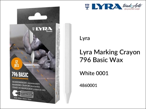 Kreda Marking Crayon 796 Wax White 0001 do znakowania drewna i metali, Lyra Marking Crayon 796 Wax  kreda woskowa biała do znakowania drewna suchego i mokrego, kreda woskowa do znakowania drewna i metali,