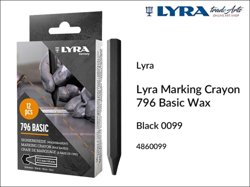 Kreda Marking Crayon 796 Wax Black 099 do znakowania drewna i metali, Lyra Marking Crayon 796 Wax Black 099  kreda woskowa czarna do znakowania drewna suchego i mokrego, kreda woskowa do znakowania drewna i metali,