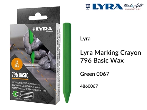 Kreda Marking Crayon 796 Wax Green 067 do znakowania drewna i metali, Lyra Marking Crayon 796 Wax Green 067  kreda woskowa zielona do znakowania drewna suchego i mokrego, kreda woskowa do znakowania drewna i metali,
