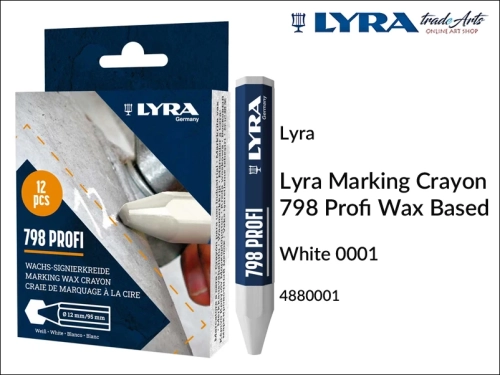 Kreda Marking Crayon 798 Profi Wax White 001 do znakowania drewna i metali, Lyra Marking Crayon 798 Profi Wax White 001 kreda woskowa biała do znakowania drewna i ceramiki, kreda woskowa do znakowania drewna i kamienia Lyra Marking 798,