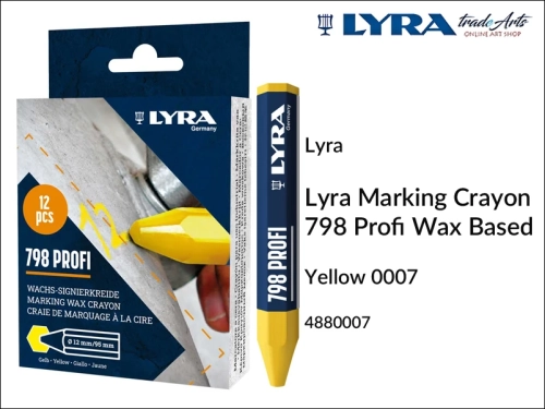 Lyra Marking Crayon 798 Profi Wax Yellow 007 do znakowania drewna i metali, Lyra Marking Crayon 798 Profi Wax Yellow 007 kreda woskowa żółta do znakowania drewna i ceramiki, kreda woskowa do znakowania drewna i kamienia Lyra Marking 798,