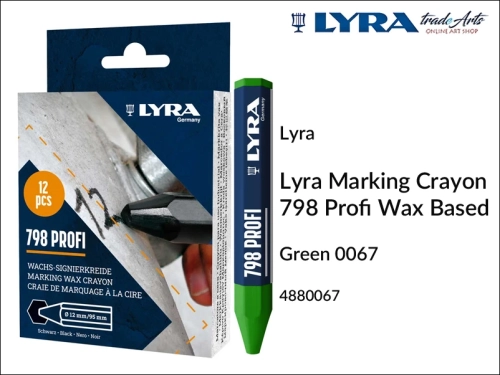 Lyra Marking Crayon 798 Profi Wax Green 067 do znakowania drewna i metali, Lyra Marking Crayon 798 Profi Wax Green 067 kreda woskowa zielona do znakowania drewna i ceramiki, kreda woskowa do znakowania drewna i kamienia Lyra Marking 798,