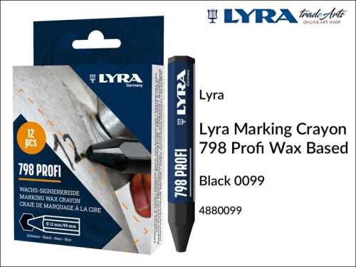 Lyra Marking Crayon 798 Profi Wax Black 099 do znakowania drewna i metali, Lyra Marking Crayon 798 Profi Wax Black 099 kreda woskowa czarna do znakowania drewna i ceramiki, kreda woskowa do znakowania drewna i kamienia Lyra Marking 798,