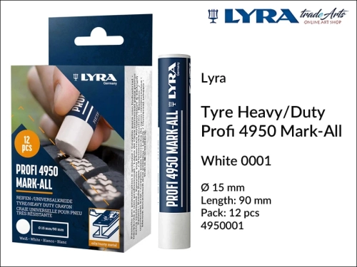 Lyra Marking Crayon Profi 4950 White 001 do znakowania opon, Lyra Marking Crayon Profi 4950 White 001 kreda biała do znakowania opon i zardzewiałych metali, kreda do znakowania opon i zardzewiałych metali Lyra Marking Crayon Profi 4950,