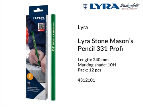 Lyra Stone Mason's  Pencil 331 Profi 24 cm, ołówek kamieniarski Lyra Stone Mason's Profi 331, Lyra Profi 331 ołówek kamieniarski, ołówek do kamienia i betonu Lyra Stone Mason's Profi 331, znakowanie betonu i metali, beton, metal, Lyra Stone Mason,