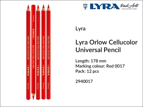 Lyra Orlow Cellucolor Pencil Red 017, ołówek do znakowania uniwersalny czerwony Lyra Orlow Cellucolor, Lyra Orlow Cellucolor ołówek do znakowania uniwersalny, ołówek do znakowania, ołówek budowlany, Lyra Cellucolor Pen,