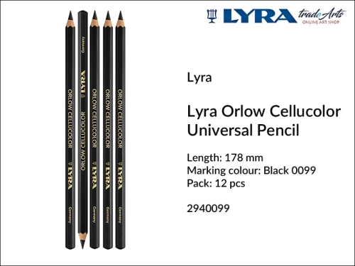 Lyra Orlow Cellucolor Pencil Black 099, ołówek do znakowania uniwersalny czarny Lyra Orlow Cellucolor, Lyra Orlow Cellucolor ołówek do znakowania uniwersalny, ołówek do znakowania, ołówek budowlany, Lyra Cellucolor Pen,