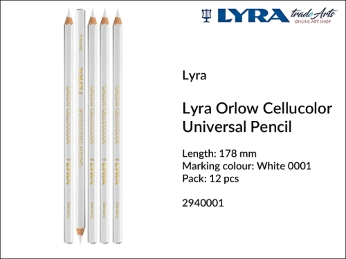 Lyra Orlow Cellucolor Pencil White 001, ołówek do znakowania uniwersalny biały Lyra Orlow Cellucolor, Lyra Orlow Cellucolor ołówek do znakowania uniwersalny, ołówek do znakowania, ołówek budowlany, Lyra Cellucolor Pen,