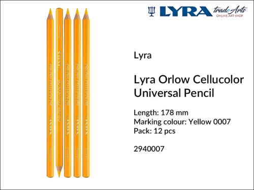 Lyra Orlow Cellucolor Pencil Yellow 007, ołówek do znakowania uniwersalny żółty Lyra Orlow Cellucolor, Lyra Orlow Cellucolor ołówek do znakowania uniwersalny, ołówek do znakowania, ołówek budowlany, Lyra Cellucolor Pen,
