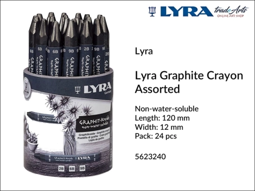 Lyra Graphite Crayons kreda grafitowa mix 24 szt., kredka grafitowa mix 24 szt. do oznaczeń na drewnie, kreda grafitowa Lyra Crayons,  kreda grafitowa wodoodporna, kredka grafitowa Lyra do znakowania, kreda, kredka, grafit, Lyra Crayons,