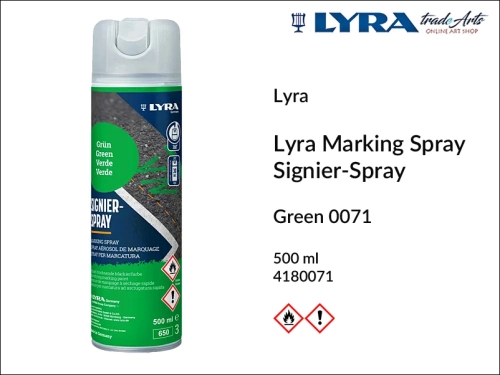 Lyra Marking Spray Green 0071  500 ml, farba zielona w aerozolu do znakowania Lyra Marking Spray, Lyra Marking Spray 500 ml farba zielona w aerozolu do znakowania, farba do znakowania, farba w sprayu do znakowania, znakowanie, farby, budownictwo,