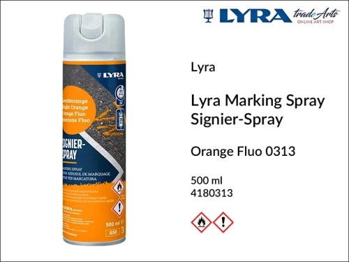 Lyra Marking Spray Orange Fluo 313  500 ml, farba orange fluo w aerozolu do znakowania Lyra Marking Spray, Lyra Marking Spray 500 ml farba orange fluo w aerozolu do znakowania, farba do znakowania, farba w sprayu do znakowania, znakowanie, farby,