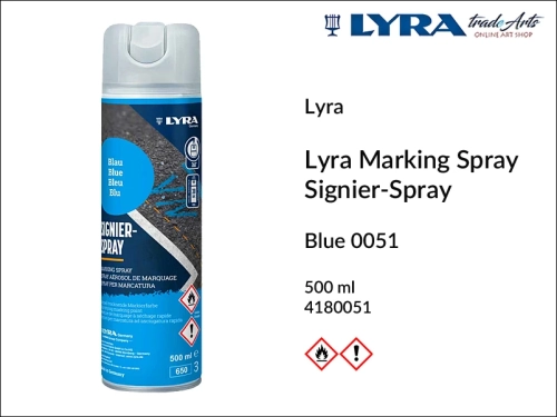 Lyra Marking Spray Blue 051  500 ml, farba niebieska w aerozolu do znakowania Lyra Marking Spray, Lyra Marking Spray 500 ml farba niebieska w aerozolu do znakowania, farba do znakowania, farba w sprayu do znakowania, znakowanie, farby, budownictwo,