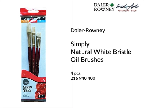 Daler-Rowney Natural White Bristle Set, pędzle szczecinowe White Bristle Daler-Rowney do farb olejnych, Daler-Rowney White Bristle - pędzle szczecinowe do farb olejnych, pędzle szczecina biała White Bristle Daler-Rowney, pędzle do farb olejnych, pędzle,