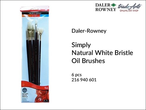 Daler-Rowney Natural White Bristle Set, pędzle szczecinowe White Bristle Daler-Rowney do farb olejnych, Daler-Rowney White Bristle - pędzle szczecinowe do farb olejnych, pędzle szczecina biała White Bristle Daler-Rowney, pędzle do farb olejnych, pędzle,