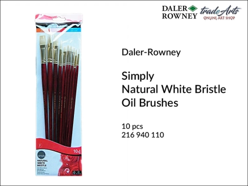 Daler-Rowney Natural White Bristle Set, pędzle szczecinowe White Bristle Daler-Rowney do farb olejnych, Daler-Rowney White Bristle - pędzle szczecinowe do farb olejnych, pędzle szczecina biała White Bristle Daler-Rowney, pędzle do farb olejnych, pędzle,