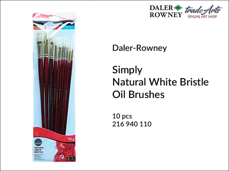Daler-Rowney Natural White Bristle Set, pędzle szczecinowe White Bristle Daler-Rowney do farb olejnych, Daler-Rowney White Bristle - pędzle szczecinowe do farb olejnych, pędzle szczecina biała White Bristle Daler-Rowney, pędzle do farb olejnych, pędzle,