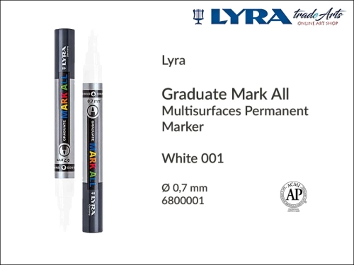 Lyra Graduate Mark All markery wodne do wszystkich powierzchni, markery wodne do wszystkich powierzchni Lyra Graduate Mark All, Lyra Graduate Mark All marker wodny White 01 0,7 mm, markery, pisaki, marker y wodne,