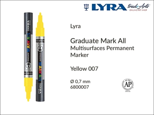 Lyra Graduate Mark All markery wodne do wszystkich powierzchni, markery wodne do wszystkich powierzchni Lyra Graduate Mark All, Lyra Graduate Mark All marker wodny 0,7 mm Yellow 007 , markery, pisaki, marker y wodne,