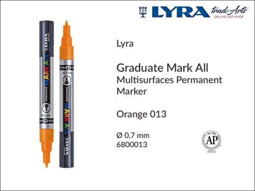 Lyra Graduate Mark All markery wodne do wszystkich powierzchni, markery wodne do wszystkich powierzchni Lyra Graduate Mark All, Lyra Graduate Mark All marker wodny 0,7 mm Orange 013 , markery, pisaki, marker y wodne,