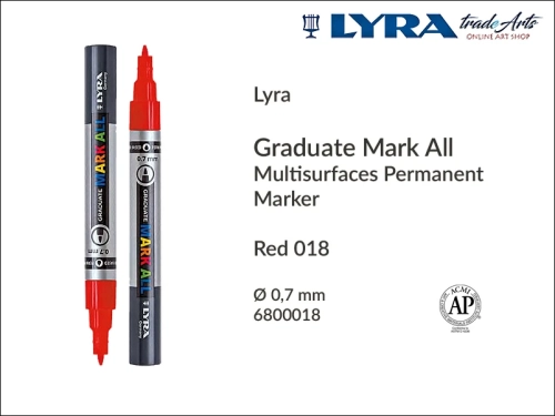 Lyra Graduate Mark All markery wodne do wszystkich powierzchni, markery wodne do wszystkich powierzchni Lyra Graduate Mark All, Lyra Graduate Mark All marker wodny 0,7 mm Red 018 , markery, pisaki, markery wodne,