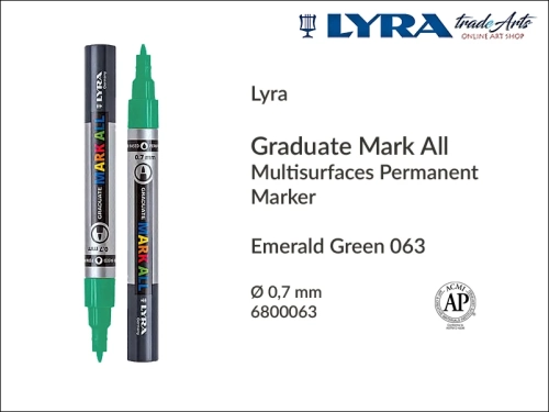 Lyra Graduate Mark All markery wodne do wszystkich powierzchni, markery wodne do wszystkich powierzchni Lyra Graduate Mark All, Lyra Graduate Mark All marker wodny 0,7 mm Emerald Green 063 , markery, pisaki, markery wodne,