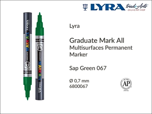 Lyra Graduate Mark All markery wodne do wszystkich powierzchni, markery wodne do wszystkich powierzchni Lyra Graduate Mark All, Lyra Graduate Mark All marker wodny 0,7 mm Sap Green 067 , markery, pisaki, markery wodne,