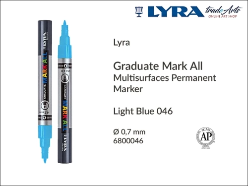 Lyra Graduate Mark All markery wodne do wszystkich powierzchni, markery wodne do wszystkich powierzchni Lyra Graduate Mark All, Lyra Graduate Mark All marker wodny 0,7 mm Light Blue 046 , markery, pisaki, markery wodne,