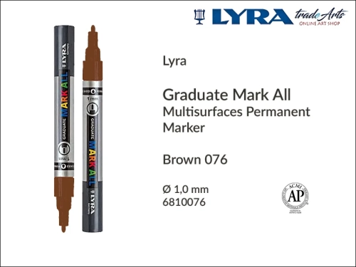 Lyra Graduate Mark All markery wodne do wszystkich powierzchni, markery wodne do wszystkich powierzchni Lyra Graduate Mark All, Lyra Graduate Mark All marker wodny 1 mm Brown 076, markery, pisaki, markery wodne,
