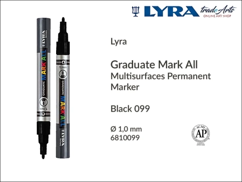 Lyra Graduate Mark All markery wodne do wszystkich powierzchni, markery wodne do wszystkich powierzchni Lyra Graduate Mark All, Lyra Graduate Mark All marker wodny 1 mm Black 099, markery, pisaki, markery wodne,