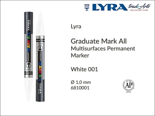 Lyra Graduate Mark All markery wodne do wszystkich powierzchni, markery wodne do wszystkich powierzchni Lyra Graduate Mark All, Lyra Graduate Mark All marker wodny 1 mm White 001, markery, pisaki, marker y wodne,