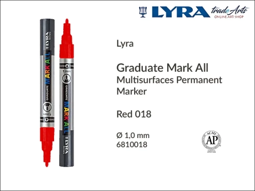 Lyra Graduate Mark All markery wodne do wszystkich powierzchni, markery wodne do wszystkich powierzchni Lyra Graduate Mark All, Lyra Graduate Mark All marker wodny 1 mm Red 018, markery, pisaki, marker y wodne,