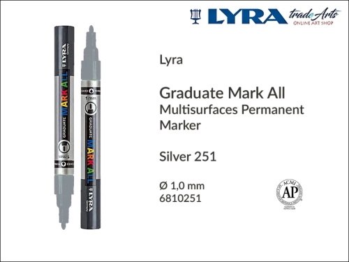 Lyra Graduate Mark All markery wodne do wszystkich powierzchni, markery wodne do wszystkich powierzchni Lyra Graduate Mark All, Lyra Graduate Mark All marker wodny 1 mm Silver 251, markery, pisaki, markery wodne,