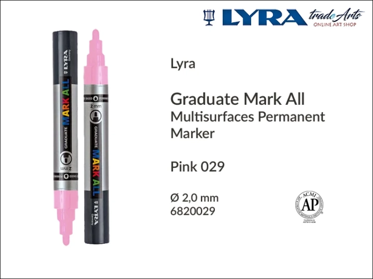 Lyra Graduate Mark All markery wodne do wszystkich powierzchni, markery wodne do wszystkich powierzchni Lyra Graduate Mark All, Lyra Graduate Mark All marker wodny 2 mm Pink 029, markery, pisaki, marker y wodne,