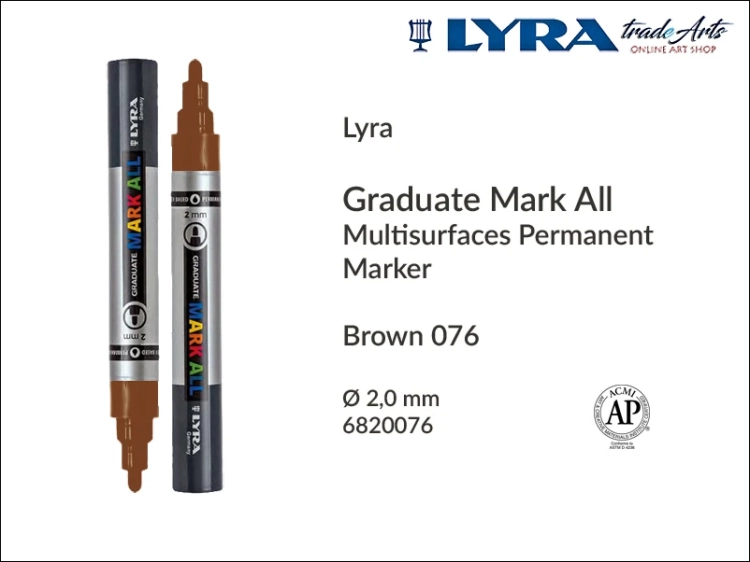 Lyra Graduate Mark All markery wodne do wszystkich powierzchni, markery wodne do wszystkich powierzchni Lyra Graduate Mark All, Lyra Graduate Mark All marker wodny 2 mm Brown 076, markery, pisaki, marker y wodne,