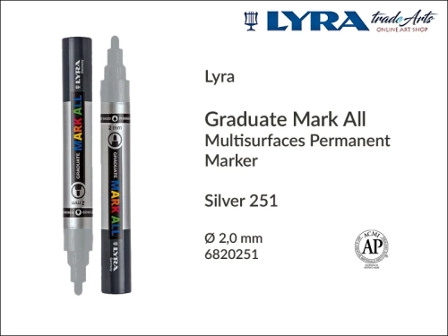 Lyra Graduate Mark All markery metaliczne do wszystkich powierzchni, markery metaliczne do wszystkich powierzchni Lyra Graduate Mark All, Lyra Graduate Mark All marker metaliczny 2 mm Silver 251, markery, pisaki, marker y wodne,