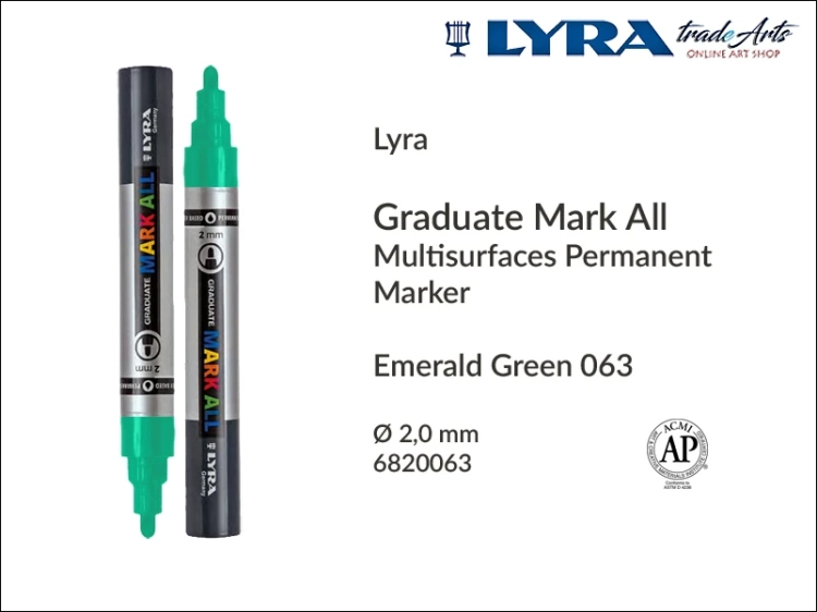 Lyra Graduate Mark All markery wodne do wszystkich powierzchni, markery wodne do wszystkich powierzchni Lyra Graduate Mark All, Lyra Graduate Mark All marker wodny 2 mm Emerald Green 063, markery, pisaki, marker y wodne,