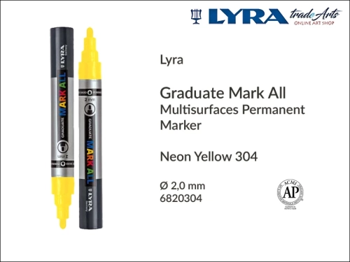 Lyra Graduate Mark All markery neonowe do wszystkich powierzchni, markery neonowe do wszystkich powierzchni Lyra Graduate Mark All, Lyra Graduate Mark All marker wodny 2 mm Neon Yellow 304, markery, pisaki, marker y wodne,