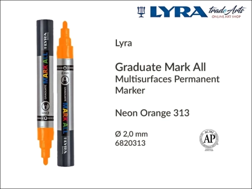 Lyra Graduate Mark All markery neonowe do wszystkich powierzchni, markery neonowe do wszystkich powierzchni Lyra Graduate Mark All, Lyra Graduate Mark All marker wodny 2 mm Neon Orange 313, markery, pisaki, marker y wodne,