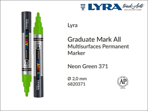 Lyra Graduate Mark All markery neonowe do wszystkich powierzchni, markery neonowe do wszystkich powierzchni Lyra Graduate Mark All, Lyra Graduate Mark All marker wodny 2 mm Neon Green 371, markery, pisaki, marker y wodne,