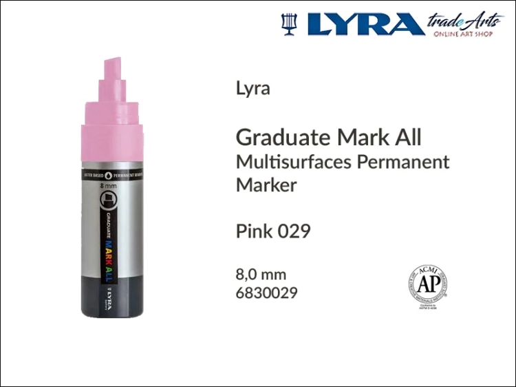Lyra Graduate Mark All markery wodne do wszystkich powierzchni, markery wodne do wszystkich powierzchni Lyra Graduate Mark All, Lyra Graduate Mark All wodny 8 mm Pink 029, markery, pisaki, marker y wodne,