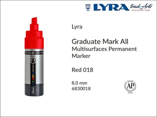 Lyra Graduate Mark All markery wodne do wszystkich powierzchni, markery wodne do wszystkich powierzchni Lyra Graduate Mark All, Lyra Graduate Mark All wodny 8 mm Red 018, markery, pisaki, marker y wodne,