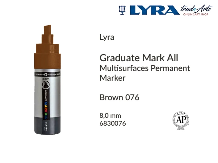 Lyra Graduate Mark All markery wodne do wszystkich powierzchni, markery wodne do wszystkich powierzchni Lyra Graduate Mark All, Lyra Graduate Mark All wodny 8 mm Brown 076, markery, pisaki, marker y wodne,
